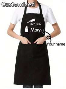 1pc Custom Fashion Nail Polish Printed Apron,For Home Cooking Baking BBQ DIY Use,Dad Father Men Women Custom Name Logo,Chef Cooking Kitchen Apron,Personalized Kitchen Apron,Custom Logo Name Chef Cooking Apron Perfect For Mom Husband Girlfriend Boyfriend Father's Day,Mother's Day,Birthday Anniversary Graduation Wedding Love Unique,Home Harmony