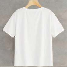 Dama mujer joven playera cuello redondo manga corta juvenil moda chopis grafico loteria mexicana juego suave primavera verano jardín casual viaje diseño LOTERIA - Blanco - Ver 2