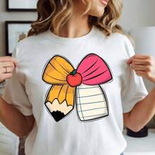 Camiseta de algodón con estampado miss casual de moda para mujer - Blanco - Ver 1