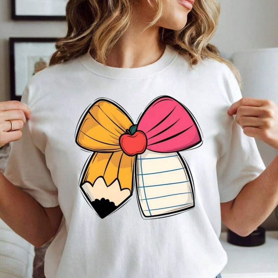 Camiseta de algodón con estampado miss casual de moda para mujer - Blanco - Ver 1