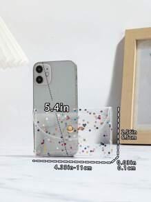 1 buc. Portofel transparent cu paiete din PVC, multicolor, cu capse, drăguț, pentru monede și carduri