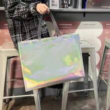 玫瑰金可重复使用购物袋购物手提袋带手柄亮面婚礼礼品袋大号礼品袋无纺布礼品包装袋婚礼生日派对礼品袋