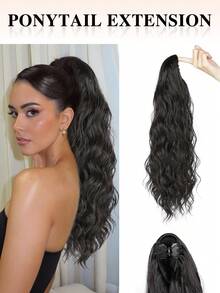 Ponytail Extensions, Long Claw Clip In Ponytail Hairpiece Synthetic Pony Tails Hair Piece Natural Wavy Hairpieces For Women, 20 Inch - Multicolor - View 2