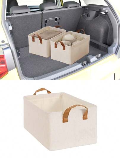 1pc Car Trunk Storage Box - Car Trunk Storage Artifact, Storage Box With Handle, Multi-Functional Universal Seat Storage Box