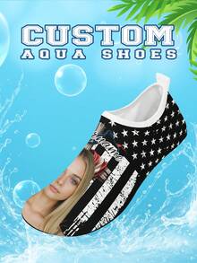 Independence Day Men's Custom Water Shoes, Customized And Name Quick-Dry Aqua Socks Swim Beach Barefoot Yoga Exercise Wear Sport Accessories, Pool Camping Must Haves Adult Youth Size - White - View 2
