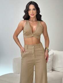 Women Two-Piece Outfits - 摩卡棕 - 查看 4