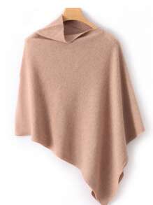 1 pièce Poncho en laine de mérinos 100% pour femmes, châle ample tricoté avec col roulé, cape asymétrique surdimensionnée