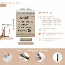 1pc Unframed Guest Check Fa Wall Art, Chef Is Lovely Would Eat Here Again, This Must Be The Place, Guest Check, Red Chef Art Prints, Posters Guest Check, Canvas Wall Decor For Living Room, Bedroom Posters,Wall Art,Room Decoration Stuff,Modern,Quotes(Optional Frame)
