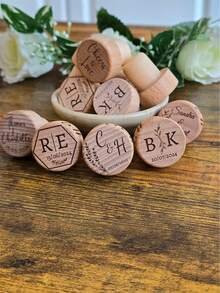 10pcs 50pcs 100pcs Customized Carved Wine Stoppers, Customized Wedding Wine Stoppers, Wedding Wine Stoppers, Bridal Shower Supplies, Bottle Stoppers, Wedding Guest Supplies, Wedding Gifts - Black Wood Two-tone Bottle Stopper - View 4