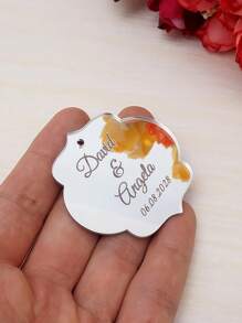 300/200/100/50/30/10/5 piezas Etiquetas de espejo acrílico personalizadas, Etiquetas de "Guarda la fecha", Con agujeros, 4 x 3.5 cm, Se pueden usar como recuerdos de baby shower, recuerdos de fiesta de boda, etiquetas con nombre personalizadas para artículos hechos a mano, etiquetas con nombre de boda, etiquetas con nombre personalizadas