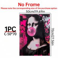 Art Decor Modern Mona Lisa Canvas Print, Fashion Theme Retro Portrait Wall Art, Frameless Ink Artwork, Indoor Hanging Decor Poster For Living Room, Bedroom, Home Office - Basquiat-Inspired Watercolor Design Gifts Birthday Graduation