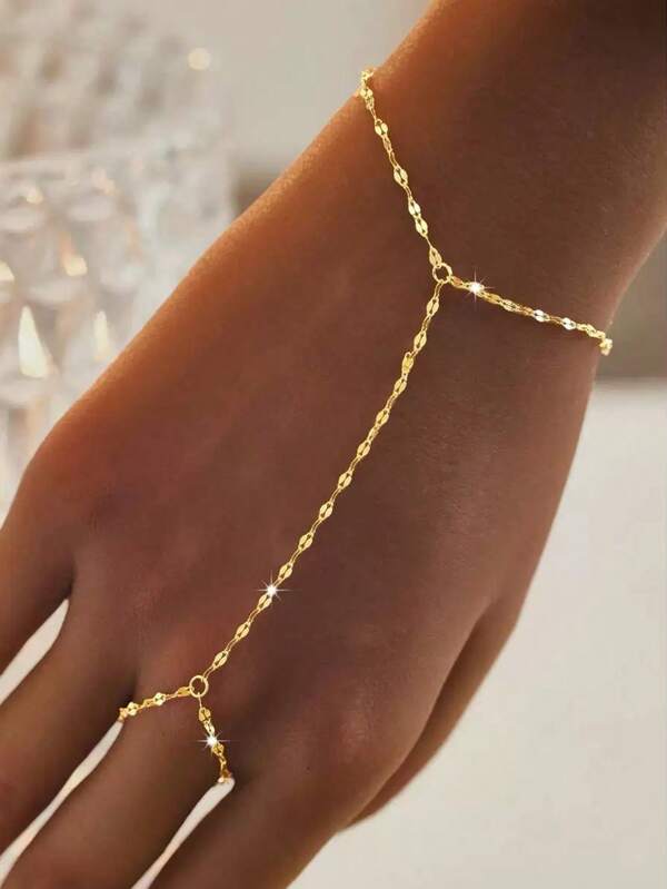 1pc Minimalist Fashion Metal Lip Chain Knuckle Bracelet