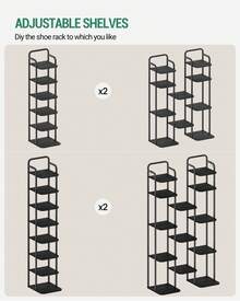 HaluPeit Vertical Shoe Rack, 6-Tier Shoe Racks, Shoe Tower For Small Spaces, Freestanding, Adjustable, Space Saving, Black - Black - View 4