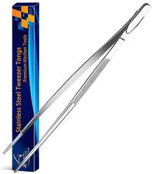 Pinzas de cocina de 12 pulgadas, pinzas finas, pinzas largas de acero inoxidable para cocinar alimentos, mariscos y barbacoa - 1 pinza 02 - Ver 2