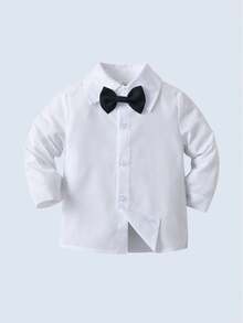 BOARNSEORL 3pcs Baby Boys Gentleman Outfit - White Shirt With Bow Tie And Vest, Shorts, Fashionable And Handsome For 1st Birthday, Full Moon Party, Outdoor Wedding, Page Boy Attire - Black - View 5