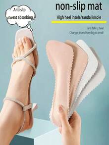 1 双女士高跟鞋鞋垫，3/4 长度鞋垫，适用于高跟鞋、平底鞋、凉鞋，防滑、超薄透气吸汗自粘鞋垫