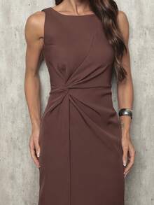 Elegant Long Wrap Dress With Knot Back Slit Simple Twisted Wedding