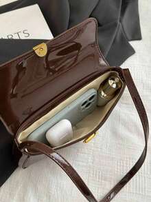 Women's Retro Faux Leather Flap Decor Underarm Shoulder Bag, Suitable For Dates, Outings, Parties And Other Occasions - Coffee - View 2