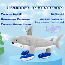 New Tung Tung Saur Plush Italian Brainrot Tralalero Tralala And Shinpanzinni Bananini Cappuccino Plush Toys,Toys For Kids On Parties, Holidays, Birthdays,Fidget Toys,Weird Stuff,Stuffed Animals - 鯊魚 - 查看 4