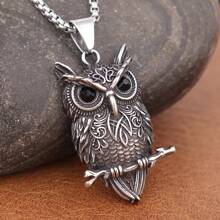 1 pieza Colgante de collar con diseño de búho vikingo, material de acero inoxidable 316L, joya de estilo nórdico unisex con diseño de nudo celta, regalo adecuado para uso diario, regalo de cumpleaños para hombres y mujeres