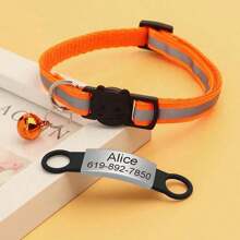Reflective Cat Collar Personalized Pet ID Tag, Separation Cat Collar With Name Tag, Kitten Collar With Bell, Suitable For Male Puppies And Female Puppies And Cats