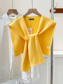 1pc Women Solid Color Crochet Pattern Dopamine Design Candy Color Bright Scarf Shawl