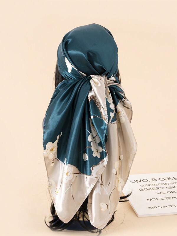 1 pièce Foulard/bandana à imprimé floral de 90 cm pour femmes, accessoire mode printemps/été convenant pour la plage, les vacances et la vie quotidienne, ajoutant des points forts à votre tenue