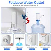 Foldable Electric Water Pump, USB Rechargeable, Automatic Water Dispenser Pump, Foldable Bottled Water Pump, Household Automatic Water Refill Pump, Multi-Barrel Universal Pressure Water Electric Pump Water Extractor - Convenient And Hygienic Water Extraction Method, USB Rechargeable Multi-Functional Portable Water Dispenser - Automatic Electric Pump, Suitable For Home, Office And Outdoor Use - Convenient And Hygienic Water Extraction Method