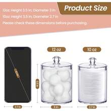 4 Pack Qtip Holder For Bathroom Organizers And Storage, Apothecary Jars With Lids For Home Decor Accessories, Q Tip Dispenser Vanity Makeup Canister For Cotton Swab,, Floss,Hair Clips - Black - View 9