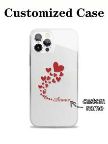 Funda de teléfono con diseño de patrón de corazón personalizada, diseño de letras de color transparente pintado, estilo simple y elegante, compatible con iPhone 16/iPhone 11/Galaxy/iPhone 16 Pro Max/iPhone 13/Teléfonos Inteligentes, compatible con iPhone 11, iPhone 12, iPhone 13, iPhone 16, iPhone 15, iPhone 16 Plus, iPhone 16 Pro Max, teléfonos Galaxy