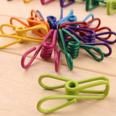 10pcs Chip Clips - Utility PVC-Coated Steel Clips For Sealing Food Packages, Chips Bags, Clothes & Paper - Pack Of 10 (Random Color)