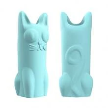 ORIZZONTE Derpy Cat Decorative Vase - Modern And Fun Sculptural Vase In Minimal Style, Ideal For Dried Flowers, Home Decor, Office Or Original Gift, 7.2 * 6.8 * 18 Cm, 100% Made In Italy - Blue - View 2