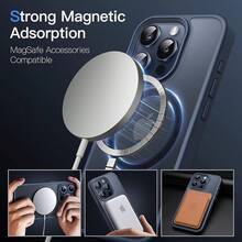 JETech Funda Magnética para 15 Pro 6.1 Pulgadas Compatible con, Carcasa Translúcida Mate Trasera Fina Antigolpes (Negro) - Azul Tormenta - Ver 3