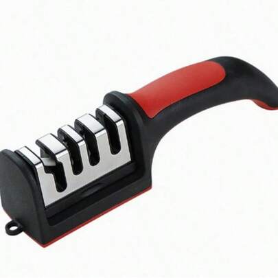 1pc Rapid Kitchen Knife Sharpener, 4/3 Gear Grinding System, Fast & Efficient Grinding, Maintenance, Sharpening & Polishing Tool, Non-Slip Handle, Easy To Use, Black & Red Surface Treatment, Suitable For Steel & Ceramic Knives, Knife Sharpener, Kitchen Accessories, Tools, Knives, Kitchen Supplies, Kitchen Cutlery, Knife Sets, Pencil Sharpener, Folding Knife, Knife Sharpener, Valentine's Day, Valentine's Day Decor