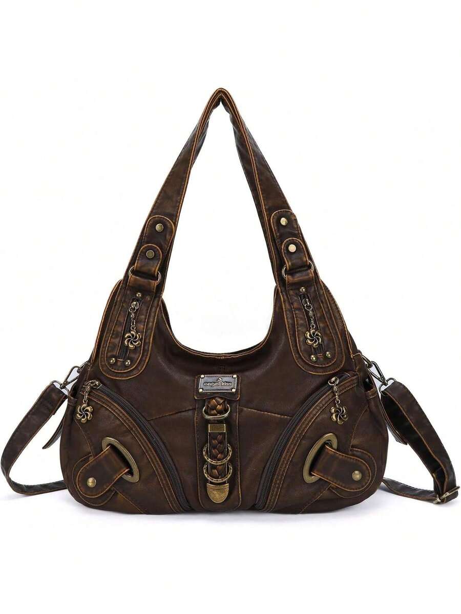 Angelkiss 女士单肩包和手提包，大号日常单肩包，旅行必备，情人节礼物，房间装饰，钱包必备，女士化妆包，钱包必备单品，邮轮必备，设计师手提包，基础款，梳妆必备，房间，可爱化妆包 - 白色 - 查看 1