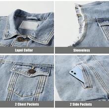 Denim Vest Jacket For Men Fashion Stretchy Trucker Sleeveless Jean Outerwear