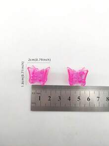 10/20/30pcs 2cm Small Elegant Cute ABS Plastic Butterfly Hair Clips, Suitable For Daily Wear - Hot Pink - View 5