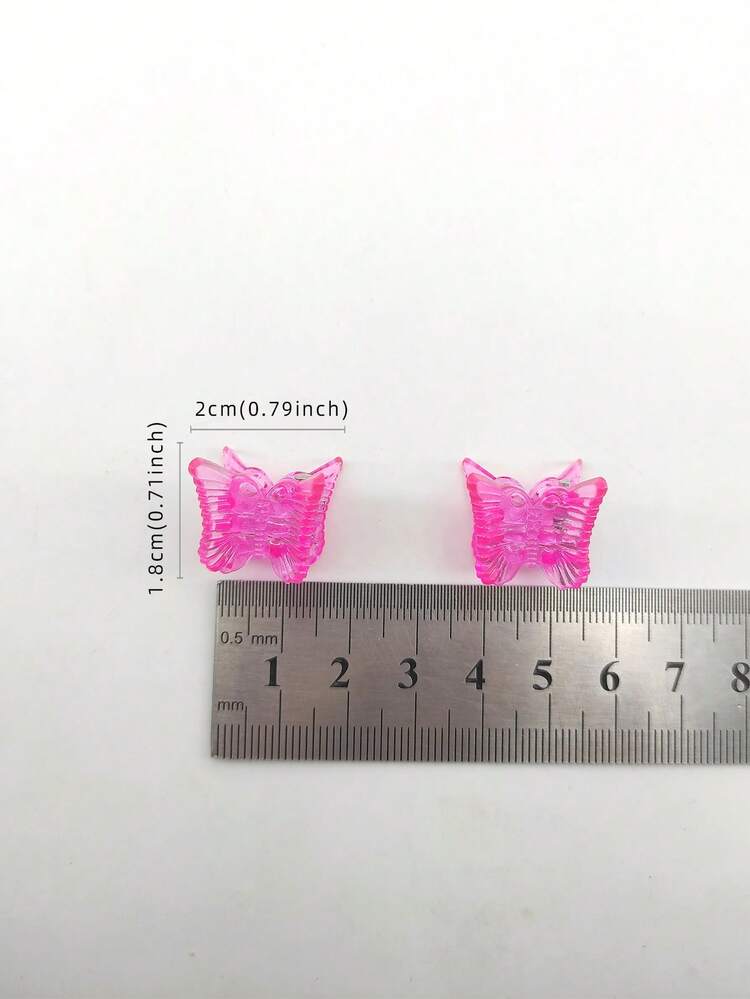 10/20/30个 2厘米 小巧精致可爱 ABS 塑料蝴蝶发夹，适合日常佩戴 - 玫紅色 - 查看 5