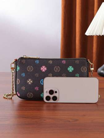 Dopamine Chain Square Bag! 2025 New Printed Crossbody Bag For Women, Chic Small Square Shoulder Bag That Fits Phone, Keys, Lipstick, Perfect For Commuting, Dates, And Outings