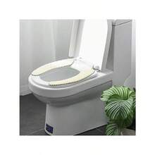 DSHSXDF 2Pairs Warm Plush Thick Padded Non Slip Soft Toilet Seat Cushion Washable Bathroom Warmer Static Cling Non Adhesive For Toilet, Grey - Beige-a - View 4