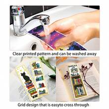6pcs Cat Bookmark Cross Stitch Kit | 11CT Printed Book & Coffee Cup Pattern | Includes 3-Ply Threads + Tools | DIY Handcraft Gift | Ideal For Literary Youth