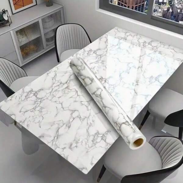 Self Adhesive Marble Patterned Wall Sticker -1-Piece Set Of High Gloss Waterproof Wallpaper, Furniture Renovation Sticker, Kitchen Bathroom Wall And Countertop Decoration