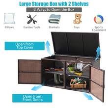 Lifezeal 88 Gallon Garden Patio Rattan Storage Container Box Bin Shelf - Brown - View 6
