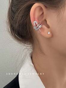 4 件套女士时尚耳环套装，奢华高端魅力耳环，可调节开口夹式耳钉，优雅的圣诞礼物 - 彩色 - 查看 3