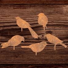 [Rustikale Oberfläche] [Erntedankfest] [Halloween] 5 Stücke dekorative Metallvogel-förmige Silhouetten-Skulptur, rostig, batteriefrei, geeignet für Hochzeitsdekoration, Außengärten, Innenhöfe, Zäune, Halloween - Verschiedenfarbig - Übersicht 11