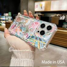 Funda para móvil con ranura para tarjetas. Compatible con phone 16, 15, 14, 13, 12 y 11. Permite guardar tarjetas y fotos. Diseño elegante y sencillo, transparente, esquinas reforzadas, anticaídas, con orificios para tarjetas. - Colores mixtos 1 - Ver 2