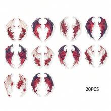 Conjunto de 6 pegatinas de alas de ángel Serafín de PET, para portátil, fundas de teléfono, equipaje, scrapbooking, diarios, motocicletas, tema vintage, juguetes, niños, pegatinas de ángel y demonio - Multicolor - Ver 16