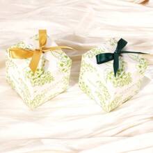 10pcs/1pc 2.5X2.5X2.5 Inch Mini Thank You Gift Boxes, Green Color With Bow Ribbon, Small Candy Bags, Gift Wrapping, Bulk For Birthday, Wedding, National Day, Shower (Green)
