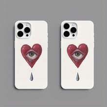 1 funda Retro Funda para teléfono con ojos en forma de corazón, blanca, mate de alta calidad - Compatible con phone 16 Pro/15/14/13/12/11. - Blanco - Ver 2