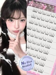 5-12mm 10 file di ciglia finte naturali a forma di occhio di gatto e di volpe, senza bisogno di colla, convenienti e riutilizzabili. Ciglia finte naturali adatte per matrimoni, feste e riunioni di lavoro quotidiane. Adatte per principianti, cosplay, grappoli di ciglia, ciglia individuali, ciglia finte